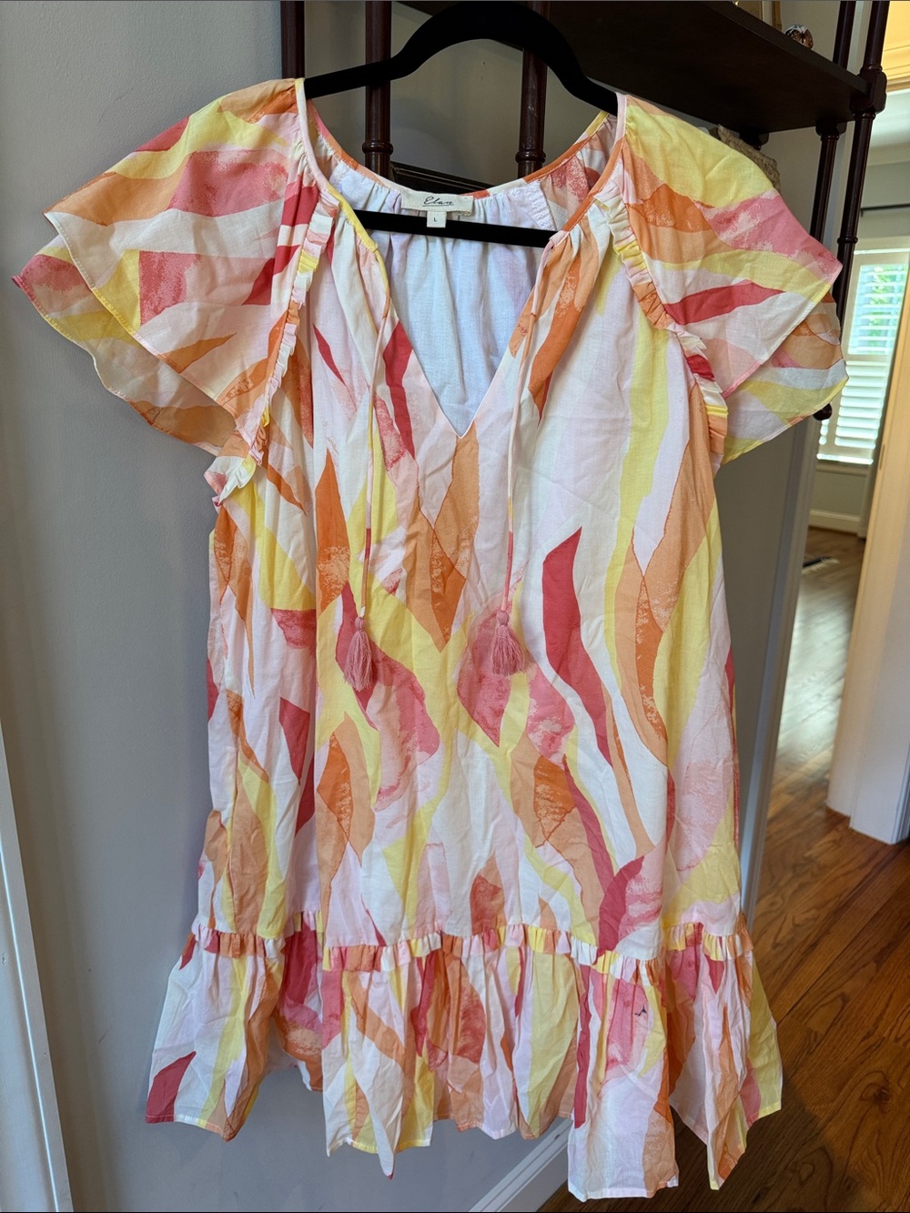 Elan Lightweight Dress with Coral and Soft Pink Accents